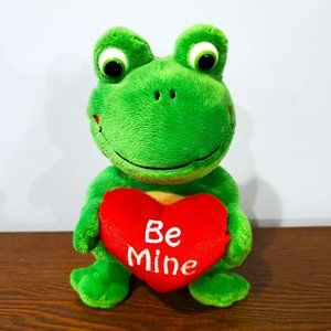 Dan Dee Plush Frog Be Mine Red Heart Green Valentine's Day 8" Tall 2009